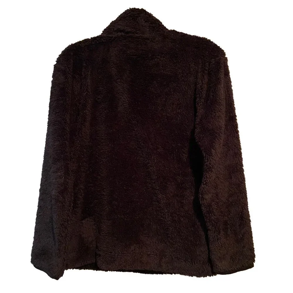 Maurices NWT Women's Black Buffalo Plaid Trim Teddy Sherpa Sweatshirt Size XS - Picture 2 of 10
